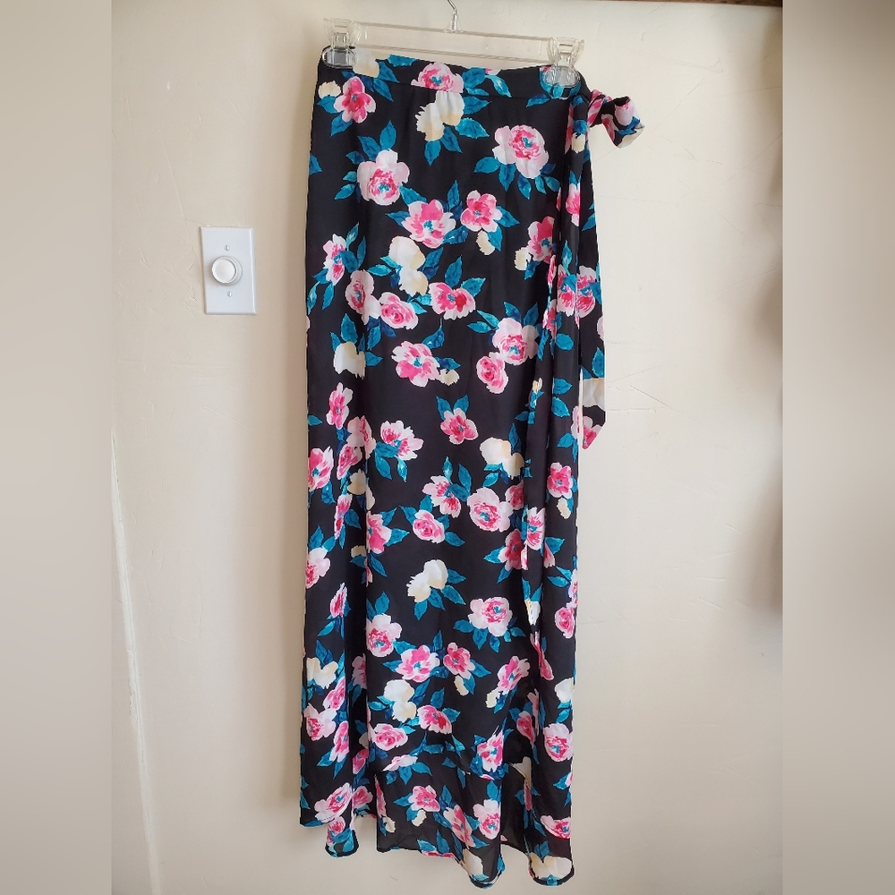 Show Me Your Mumu Black Floral Wrap Skirt